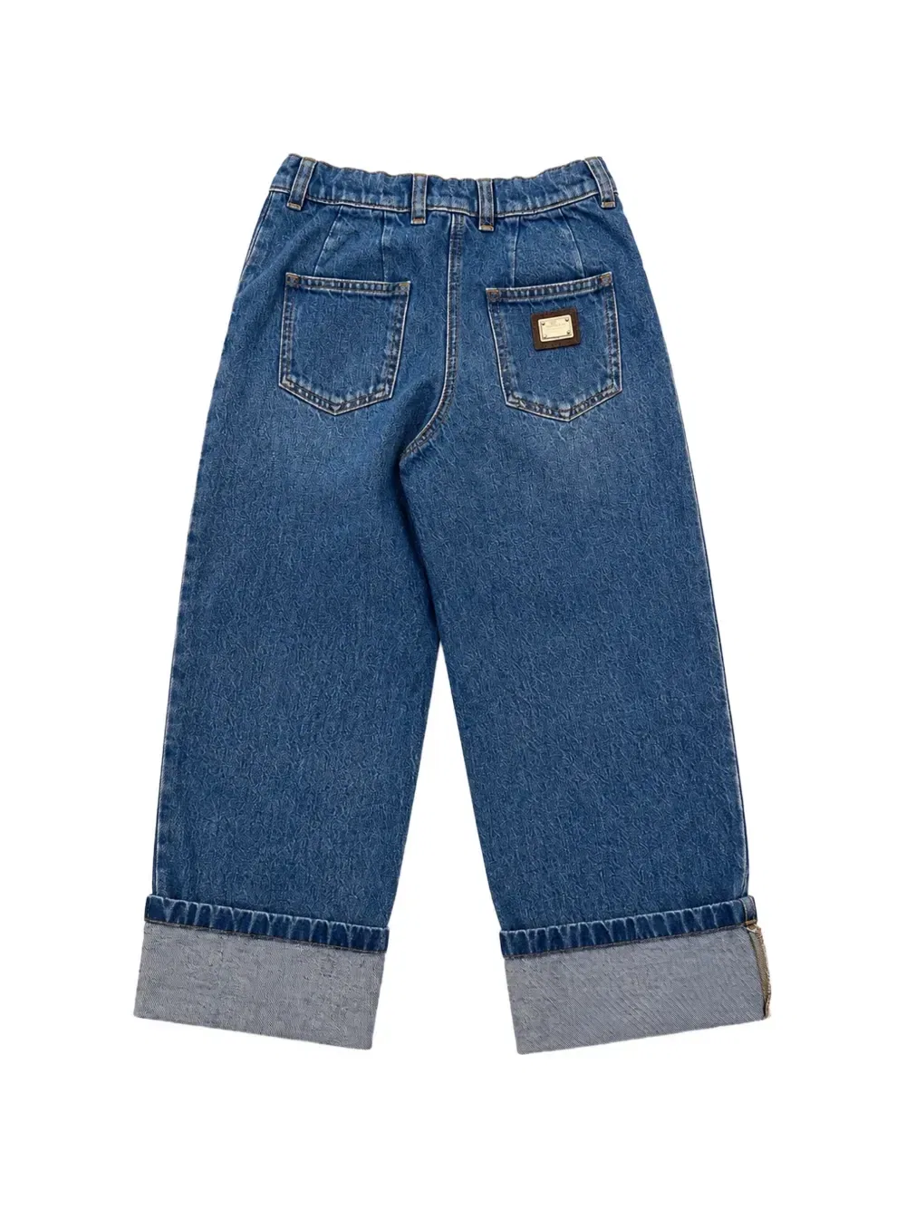 Джинсы с плиссированными деталями и отворотами Dolce & Gabbana Kids, синий — фото 2