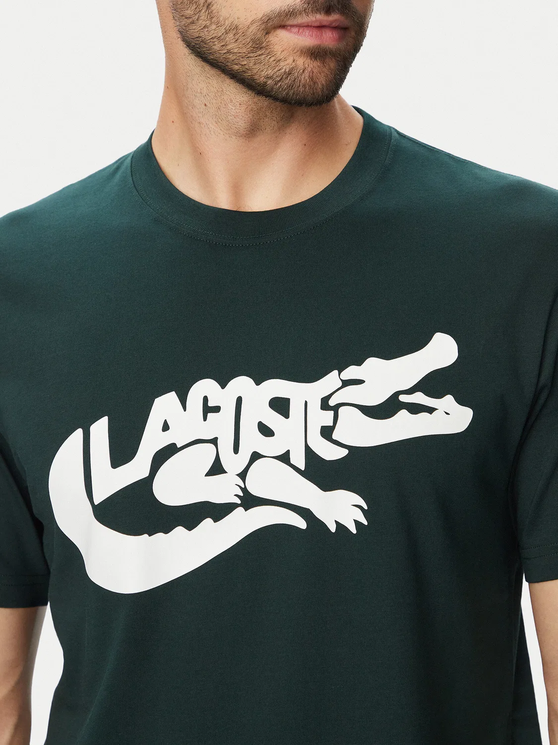 Мужская футболка классического кроя Lacoste, темно-зеленый — фото 4