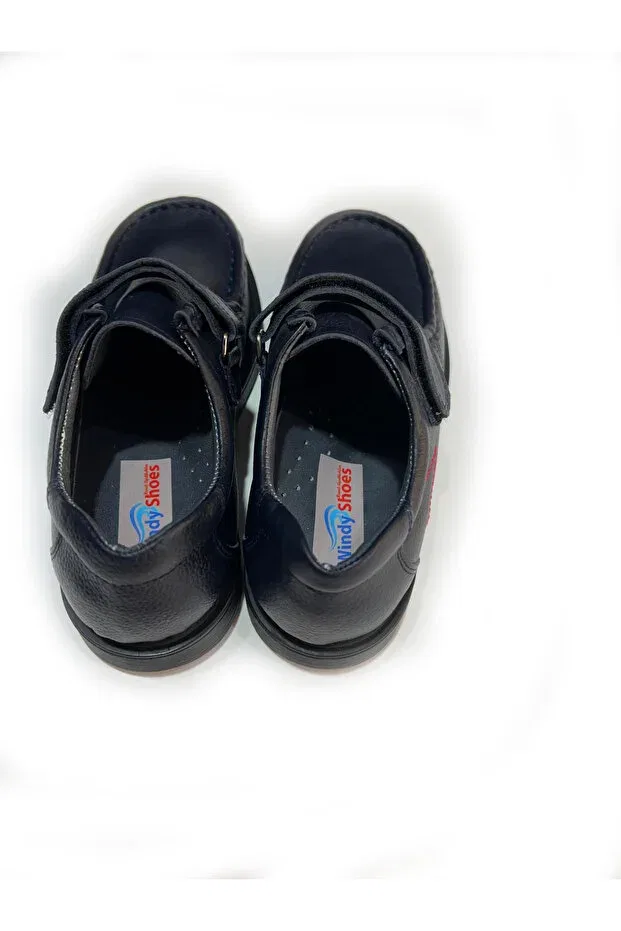 Детские кеды для девочек из натуральной кожи Windy Shoes, Dark Navy Blue — фото 4