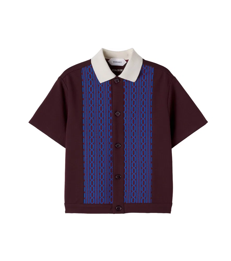 Жаккардовая рубашка Versace Kids, бордовый