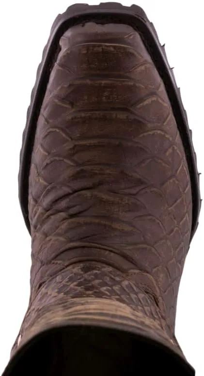 

Мужские коричневые мотоциклетные кожаные ботинки Texas Legacy с принтом змеи питон в ковбойском стиле, коричневый