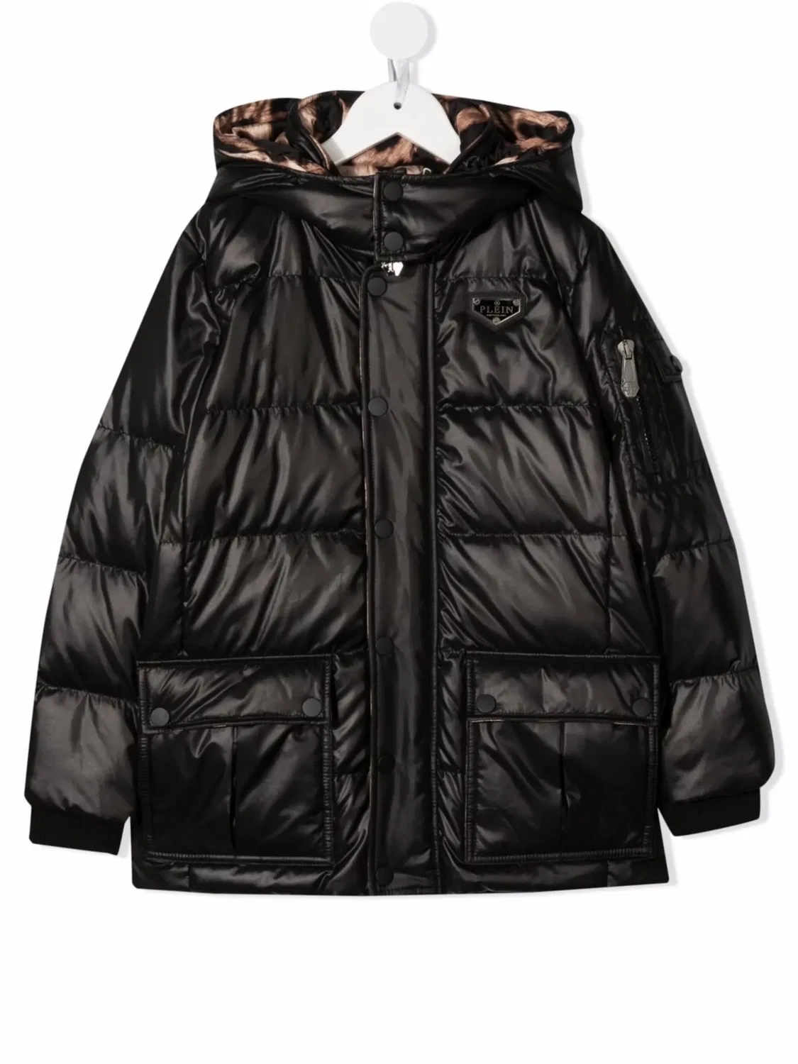 Пуховик с капюшоном Philipp Plein, черный