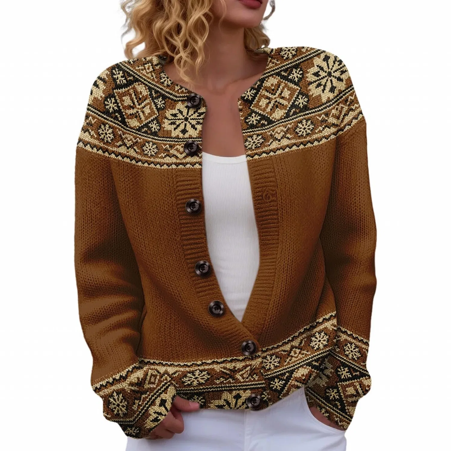 Женский кардиган с принтом Vintage Floral Print, Stampa Fairisle 02