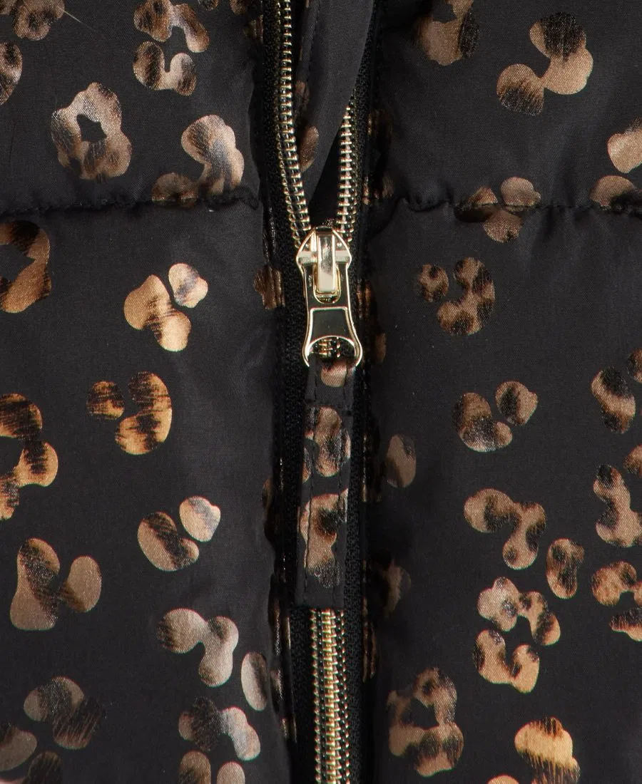 Пуховик стеганый с принтом Leopard Foil S Rothschild & CO, Black Gold Leopard — фото 2
