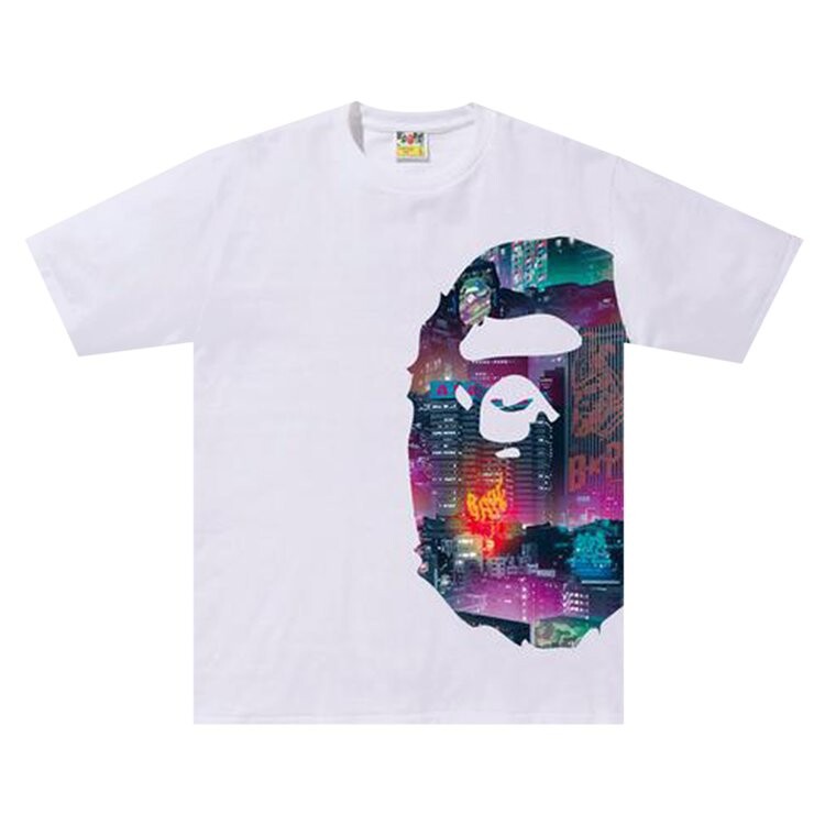 

Футболка BAPE Neon Tokyo Side Big Ape Head Tee 'White', белый