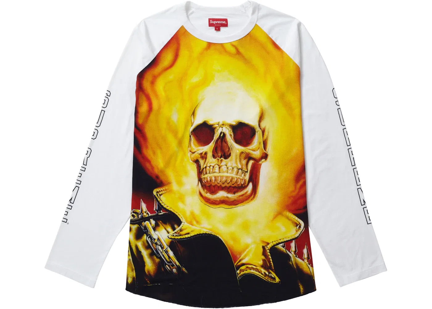Мужская футболка с длинным рукавом Supreme Ghost Rider Raglan L/S Top, White