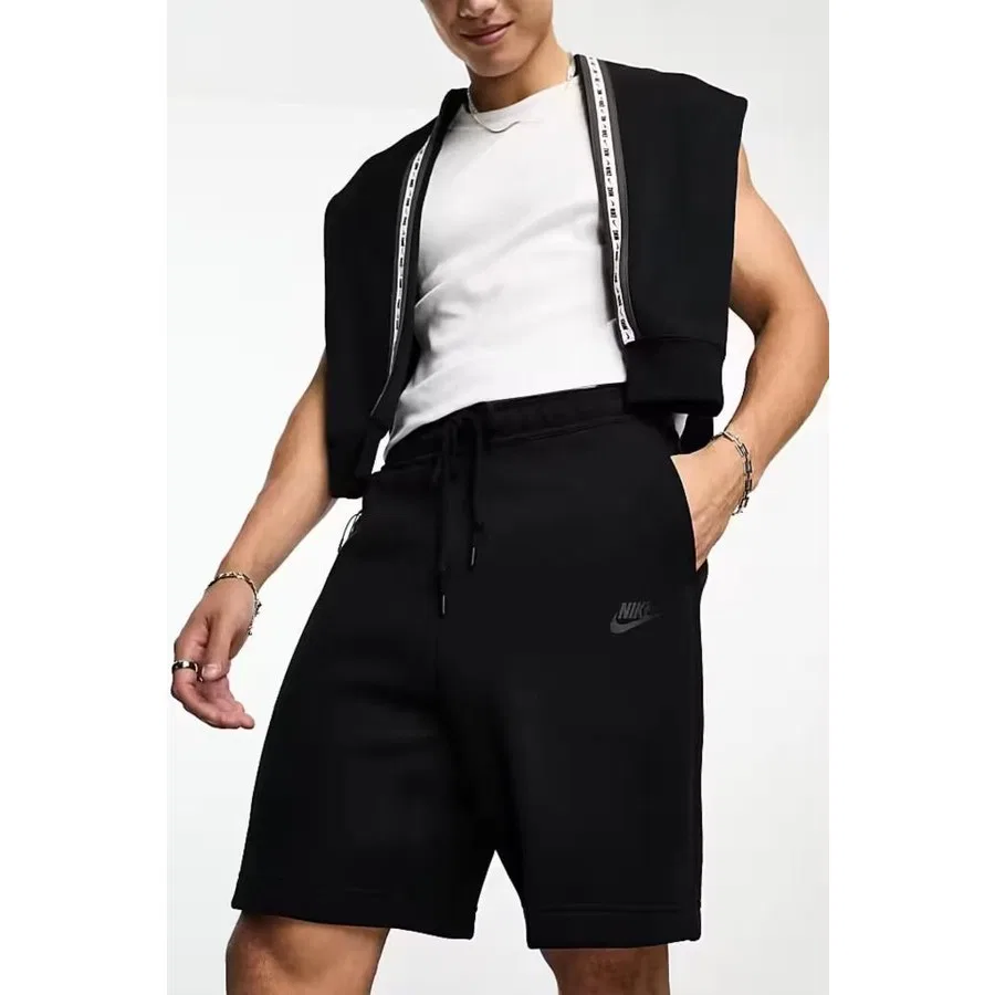 Шорты спортивные с принтом Tech Fleece Nike, Черный