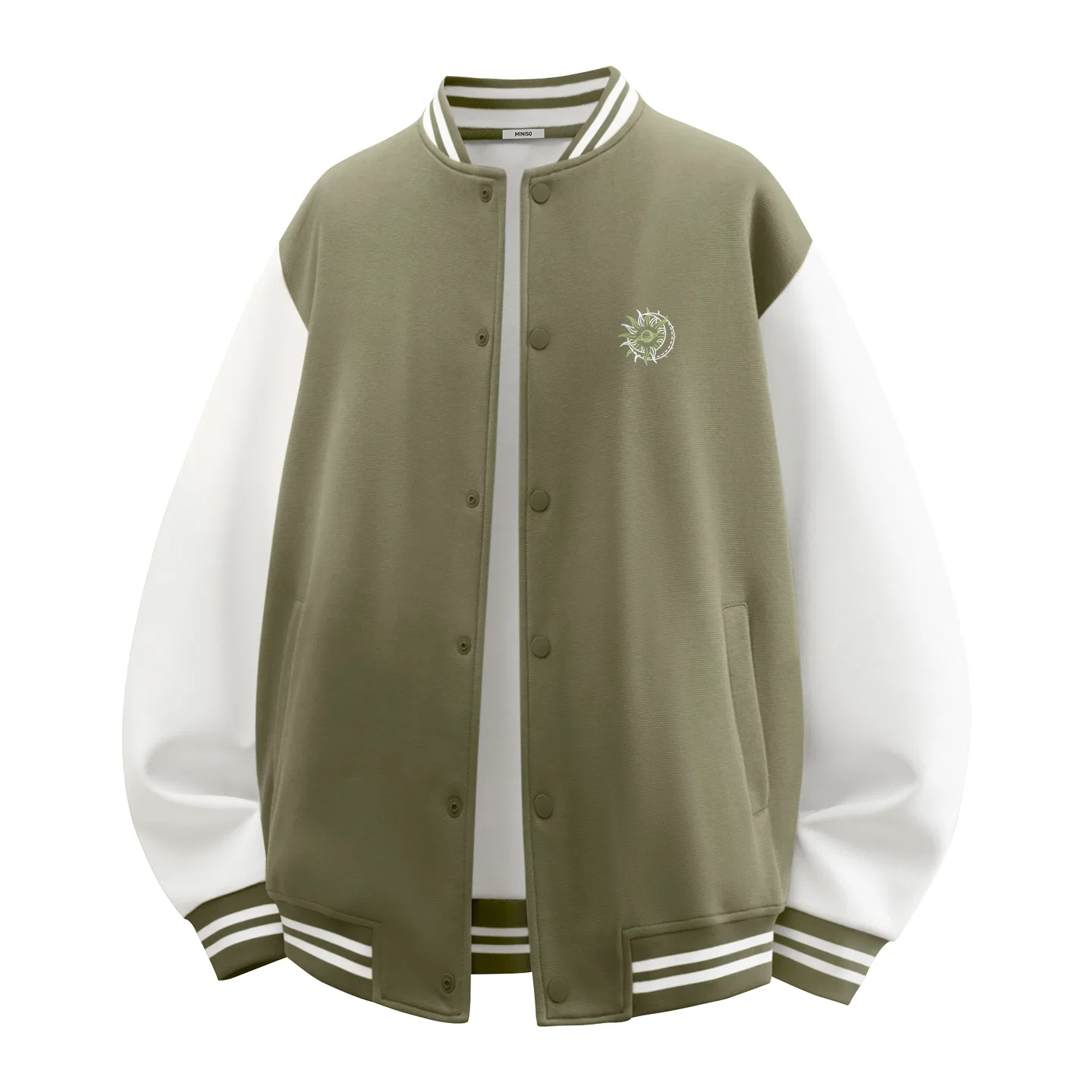 Детская бейсбольная куртка Unisex Baseball Collar Moderate Straight Fit MINISO, Palm Green