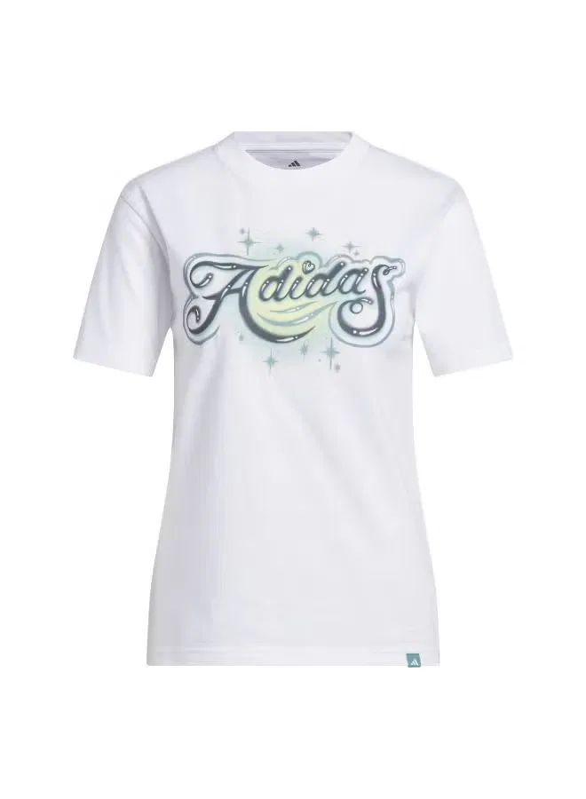 Футболка с принтом Airbrushed graphic Adidas, белый — фото 2