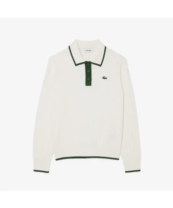 Свитер женский Lacoste, черный с цветными манжетами