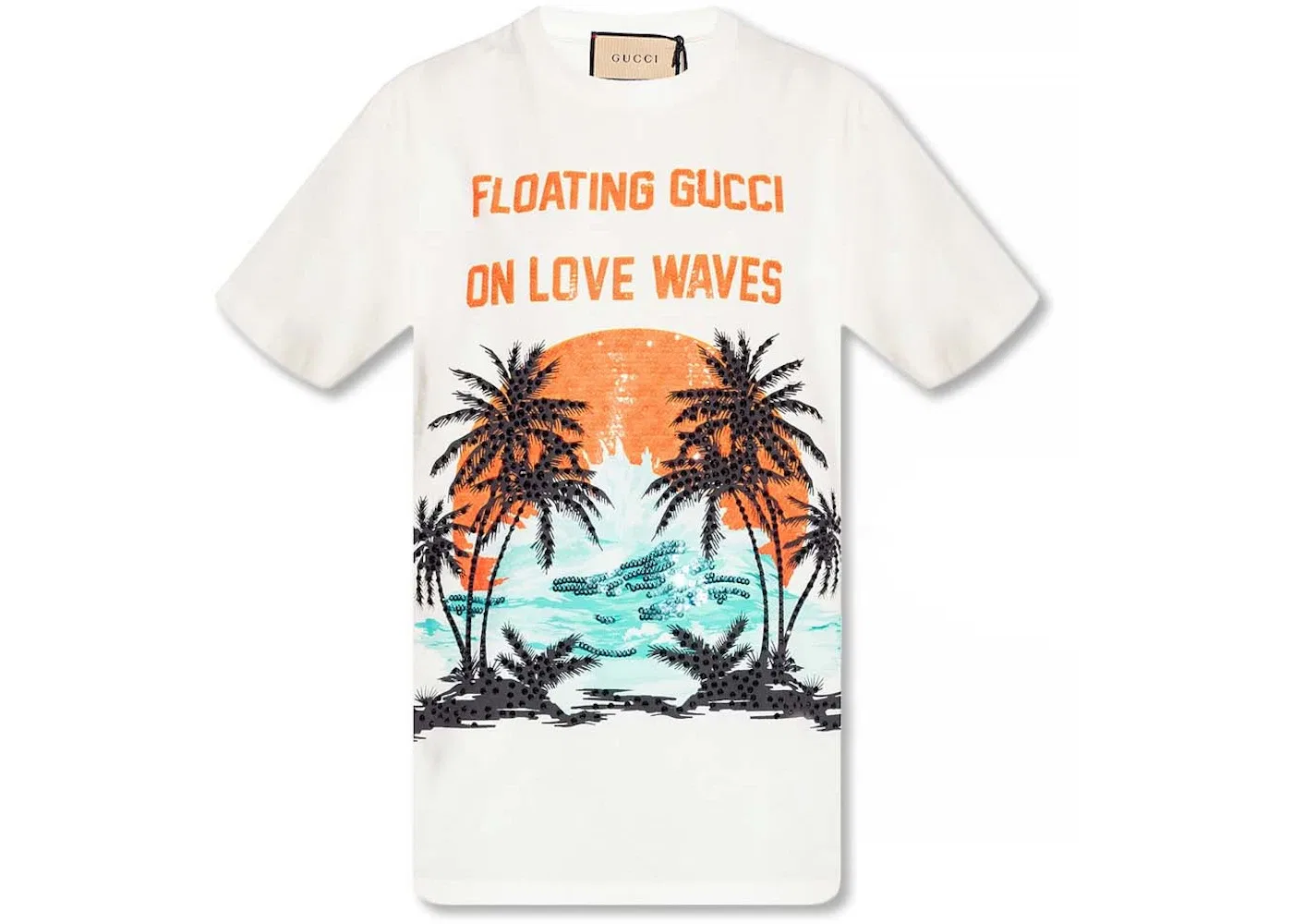 Женская футболка оверсайз с принтом Gucci Love Waves Gucci, White Multi