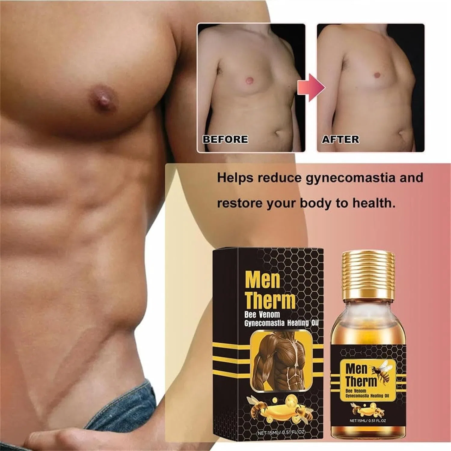 Гель для груди, Men Therm Bee Venom Oil, Generisch, 15ml — фото 3