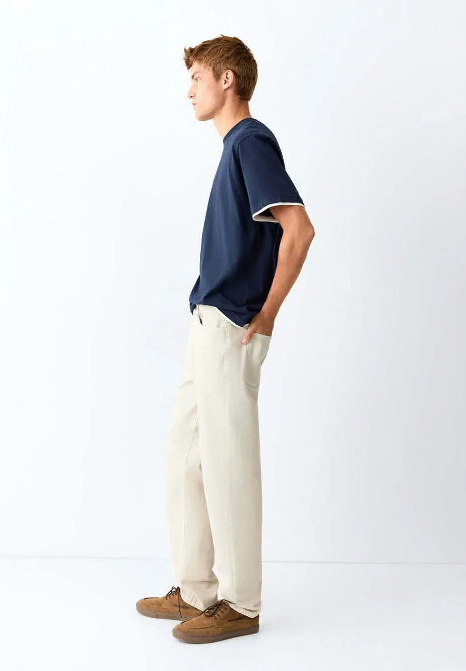 Подростковые джинсы свободного кроя Mango Kids, Open Beige — фото 3