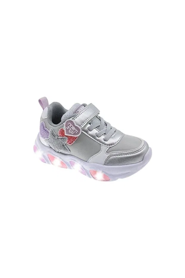 Детские кроссовки для девочек со светодиодами Beppi, Silver Gray