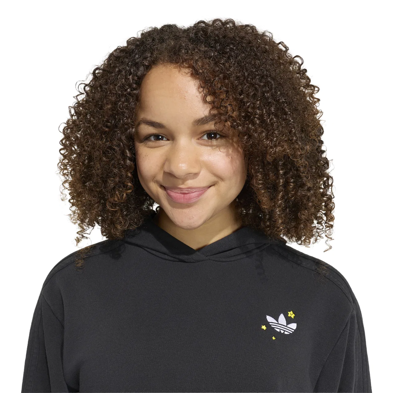 Детское худи для девочек с капюшоном, свободного кроя, Care Bears, adidas, Black — фото 3