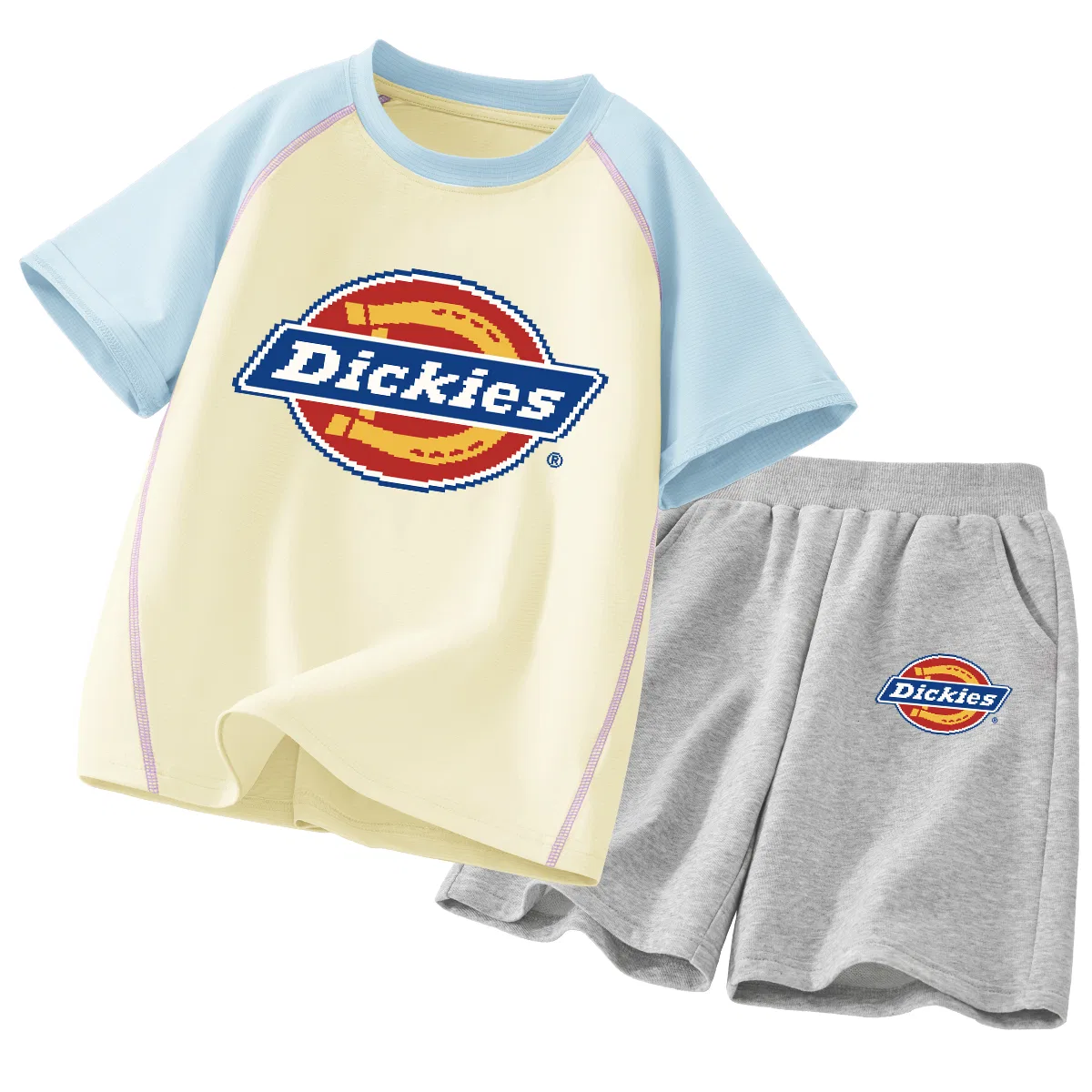 Детский спортивный комплект с круглым вырезом Pixel Blue Yellow+Pixel K Gray, Dickies