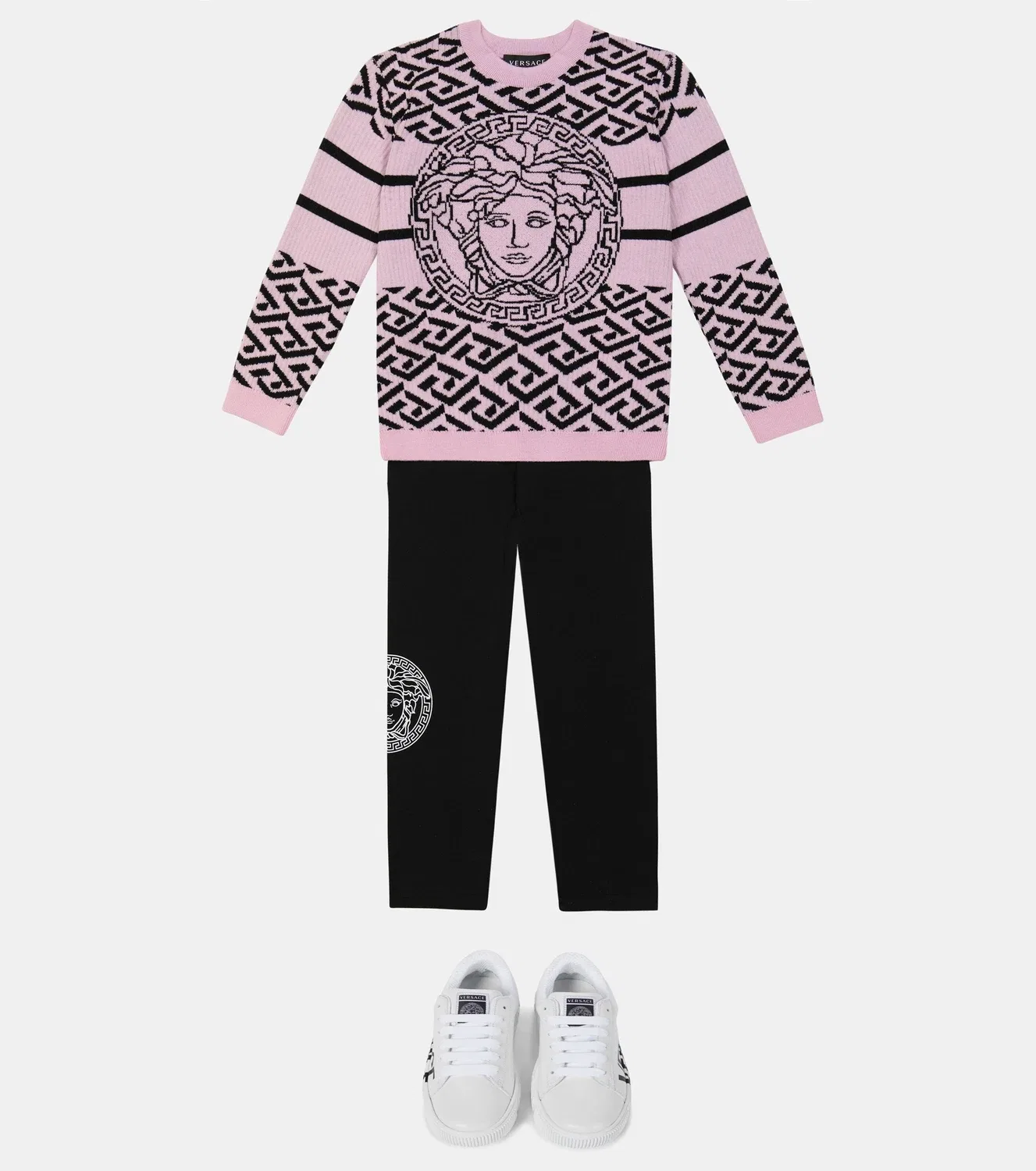Свитер шерстяной Medusa La Greca Versace Kids, розовый — фото 2