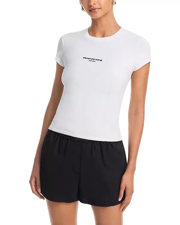 Женская футболка с принтом Fitted Logo Tee Alexander Wang, белый