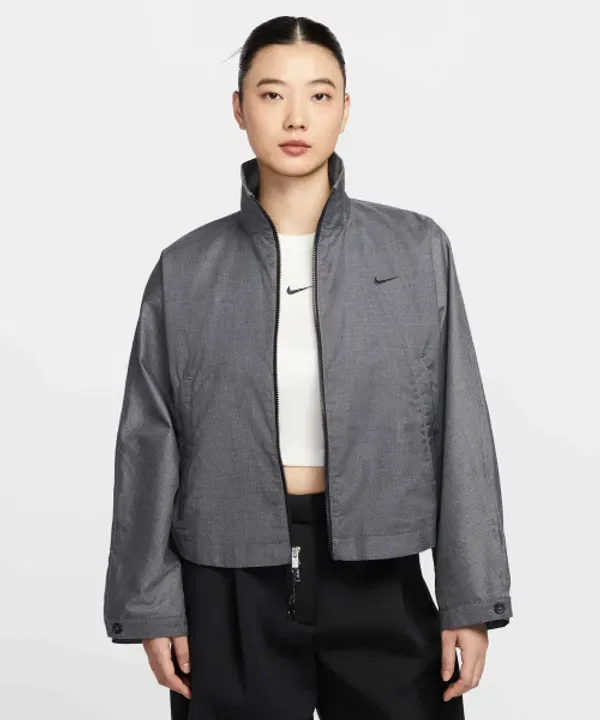Куртка спортивная оверсайз, утепленная, Nike, черный хэдер