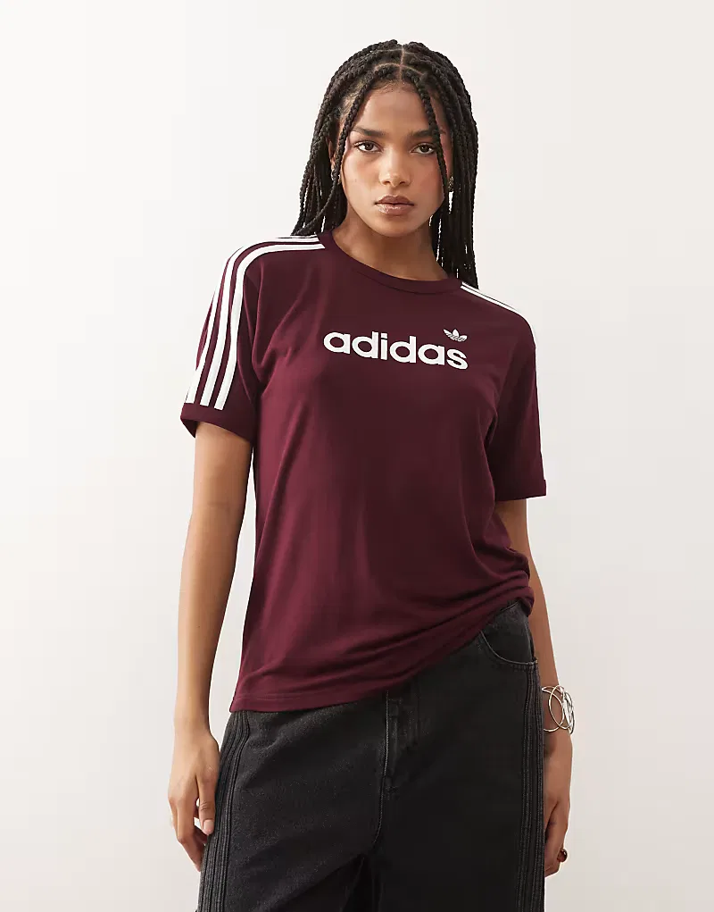 Футболка с логотипом Adidas Originals, бордовый и, кремовый