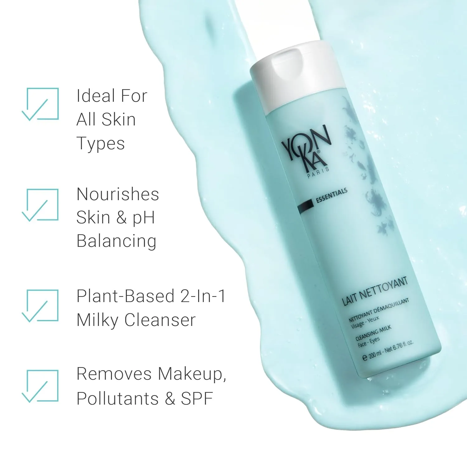 Молочко для умывания Yonka — Lait Nettoyant Facial Cleanser, нежное и снятия макияжа, ежедневное растительное, 200 мл — фото 3