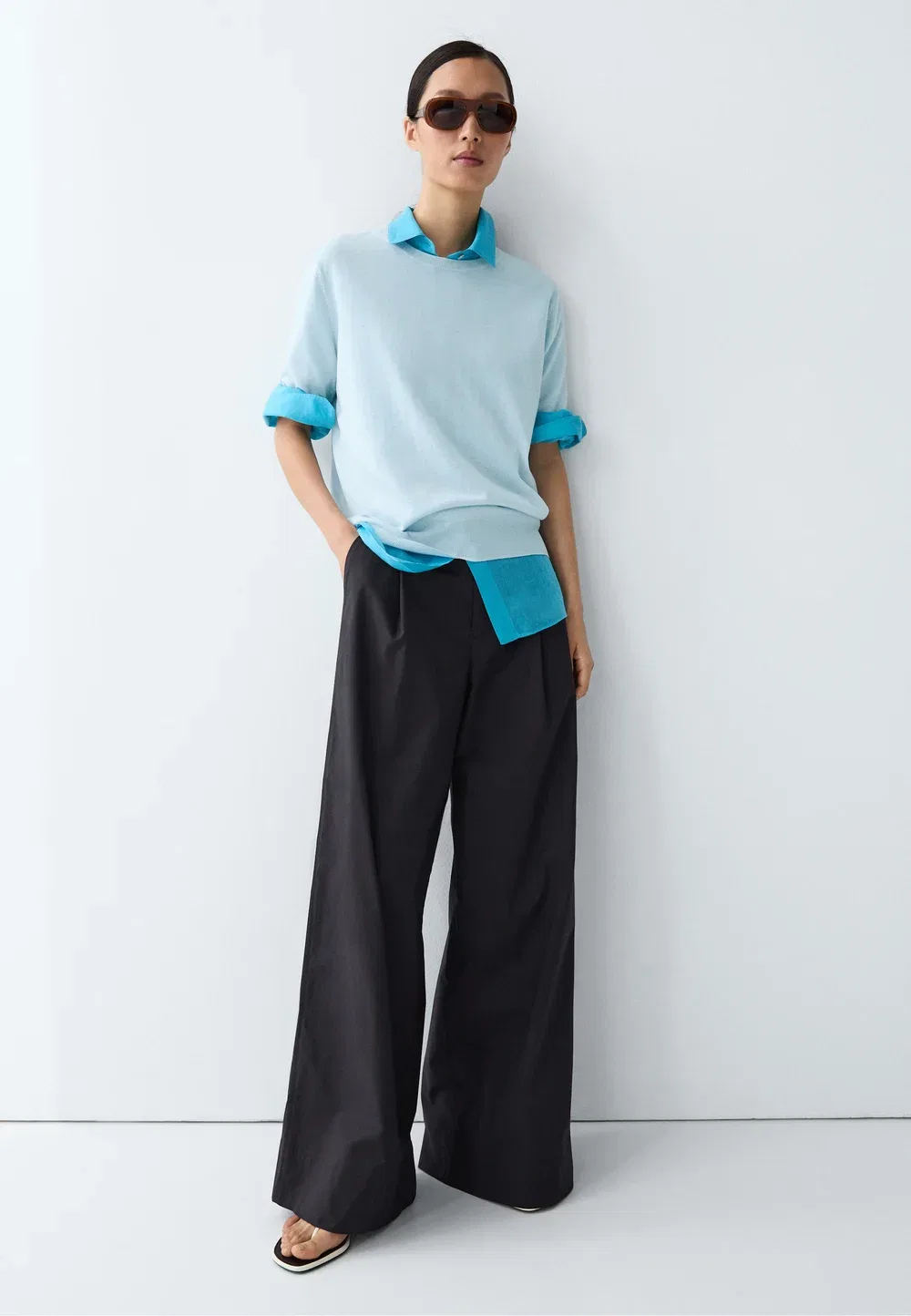Простая футболка Massimo Dutti, Light Blue — фото 4
