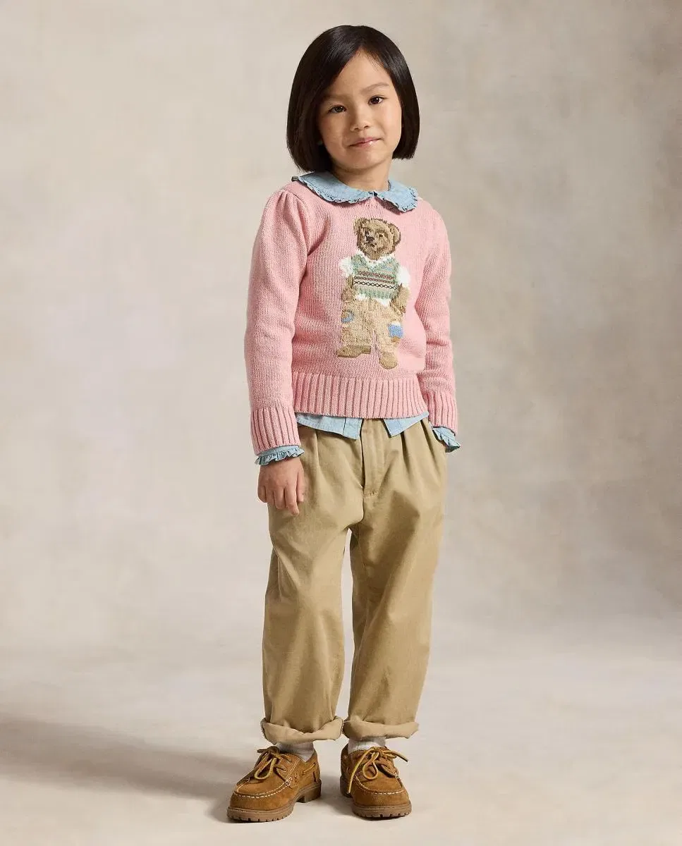 Детский джемпер для девочек хлопковый Polo Bear Polo Ralph Lauren, Rosa — фото 3