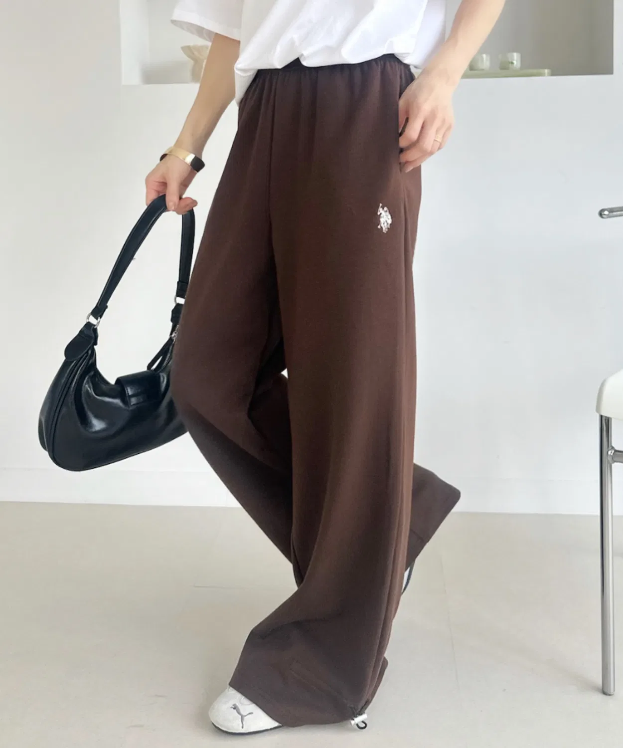 Женские широкие спортивные штаны с кулиской по низу U.S. POLO ASSN., Brown