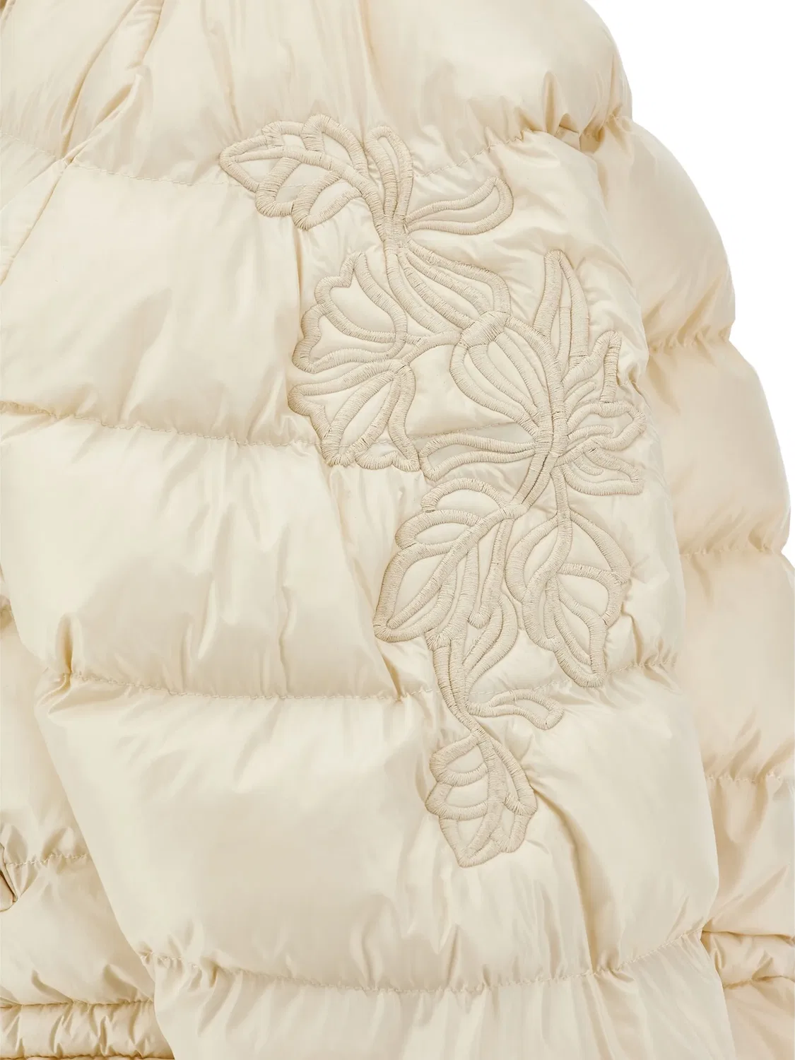 Вышитая пуховая куртка Ermanno Scervino Junior, нейтральные цвета — фото 3