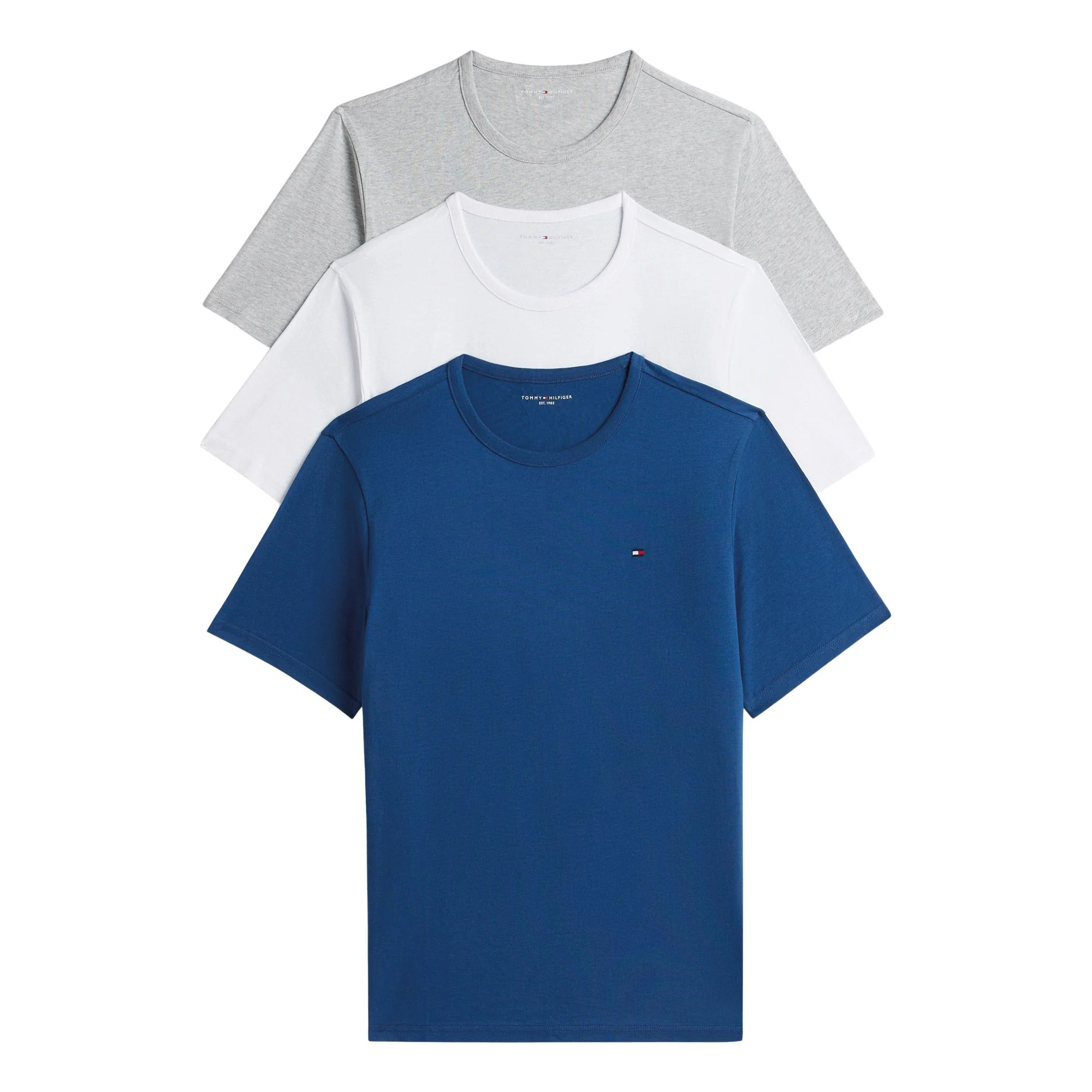 Комплект футболок Tommy Hilfiger Regular Fit, 3 предмета, серый/белый/синий