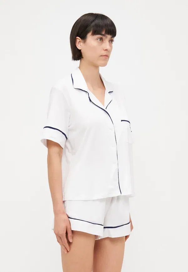Пижама-комплект с коротким рукавом из хлопка и лиоцелла Polo Ralph Lauren, белый — фото 4