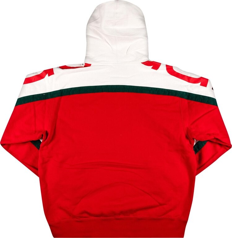 Толстовка Supreme Big Logo Paneled Zip Up Hooded Sweatshirt 'Red', красный — фото 3