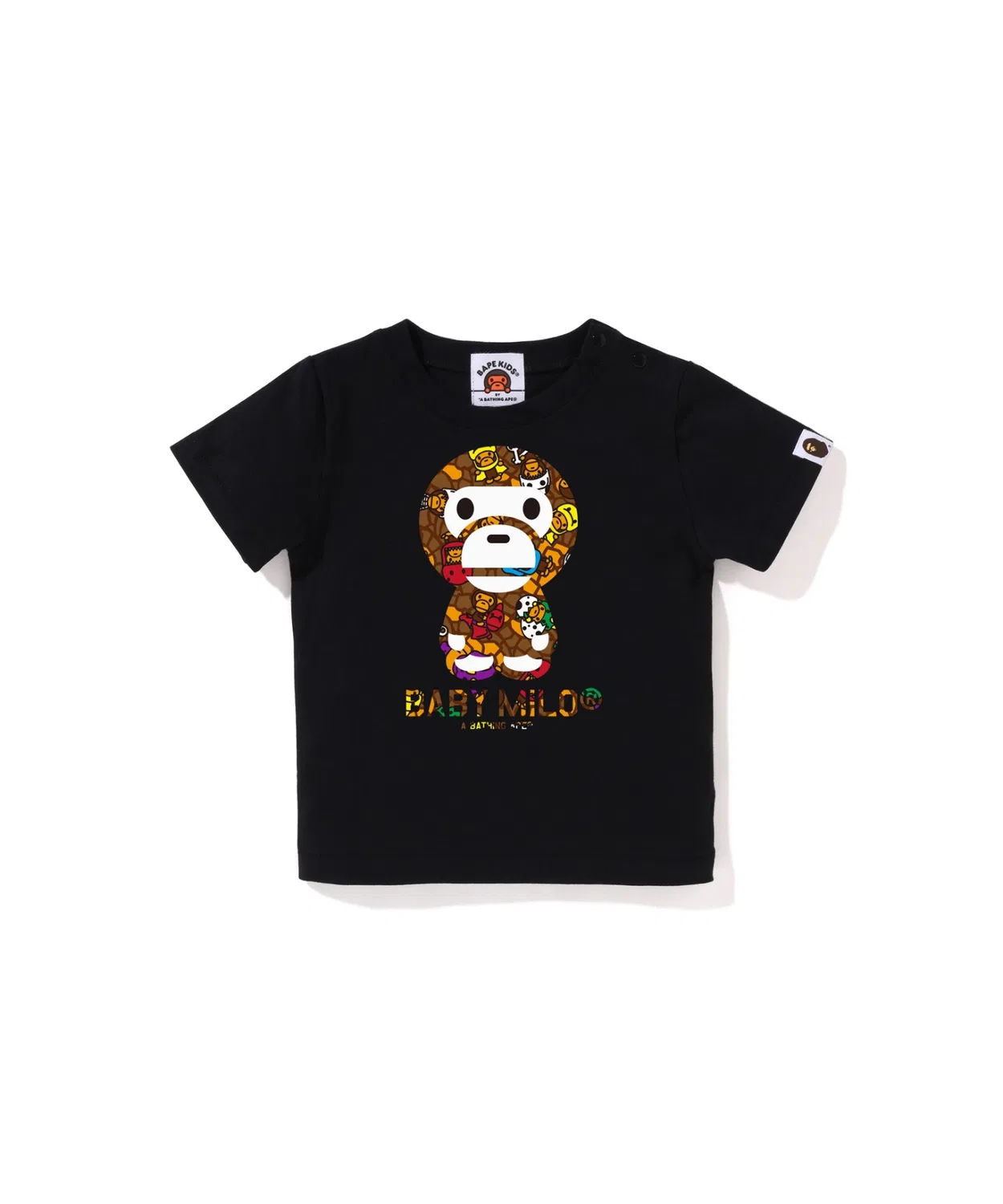 Детская футболка с принтом MILO MULTI DINOSAURS PATTERN A BATHING APE, Black