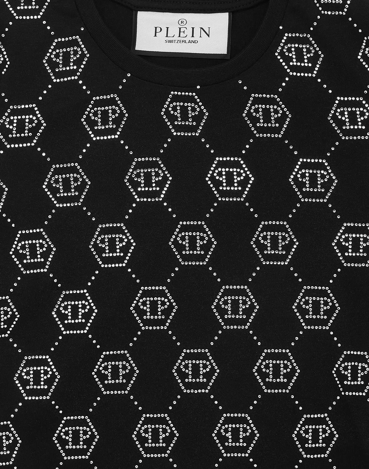 Детская футболка с принтом монограммы и стразами Monogram Strass PHILIPP PLEIN, White — фото 3