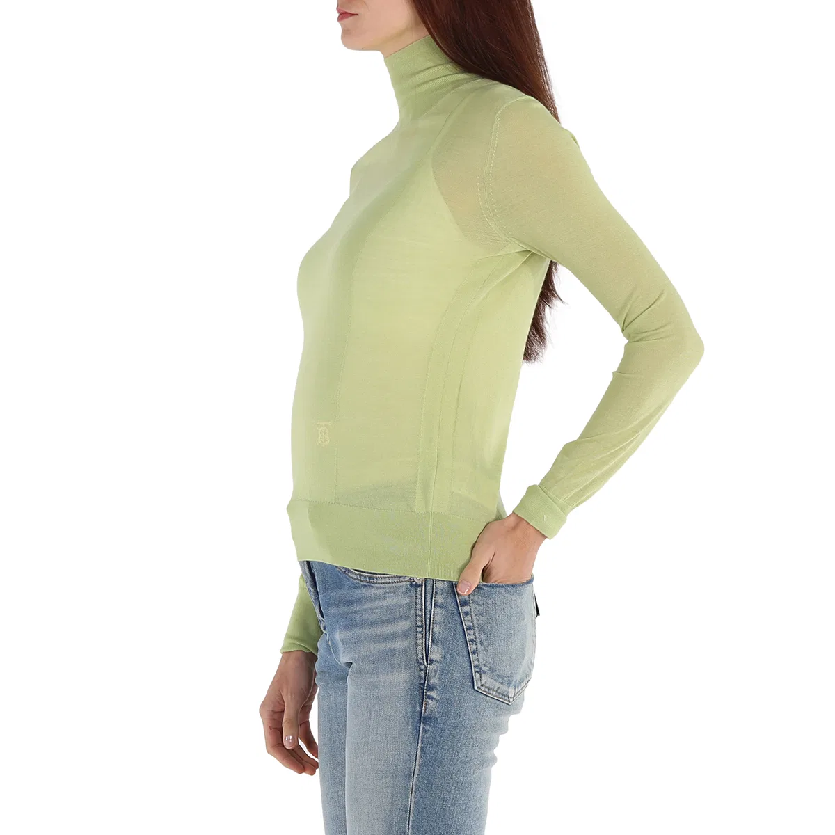 Джемпер с монограммой Burberry Ladies Mist Green Monogram-Embroidered Knitted Jumper, Mist Green — фото 3