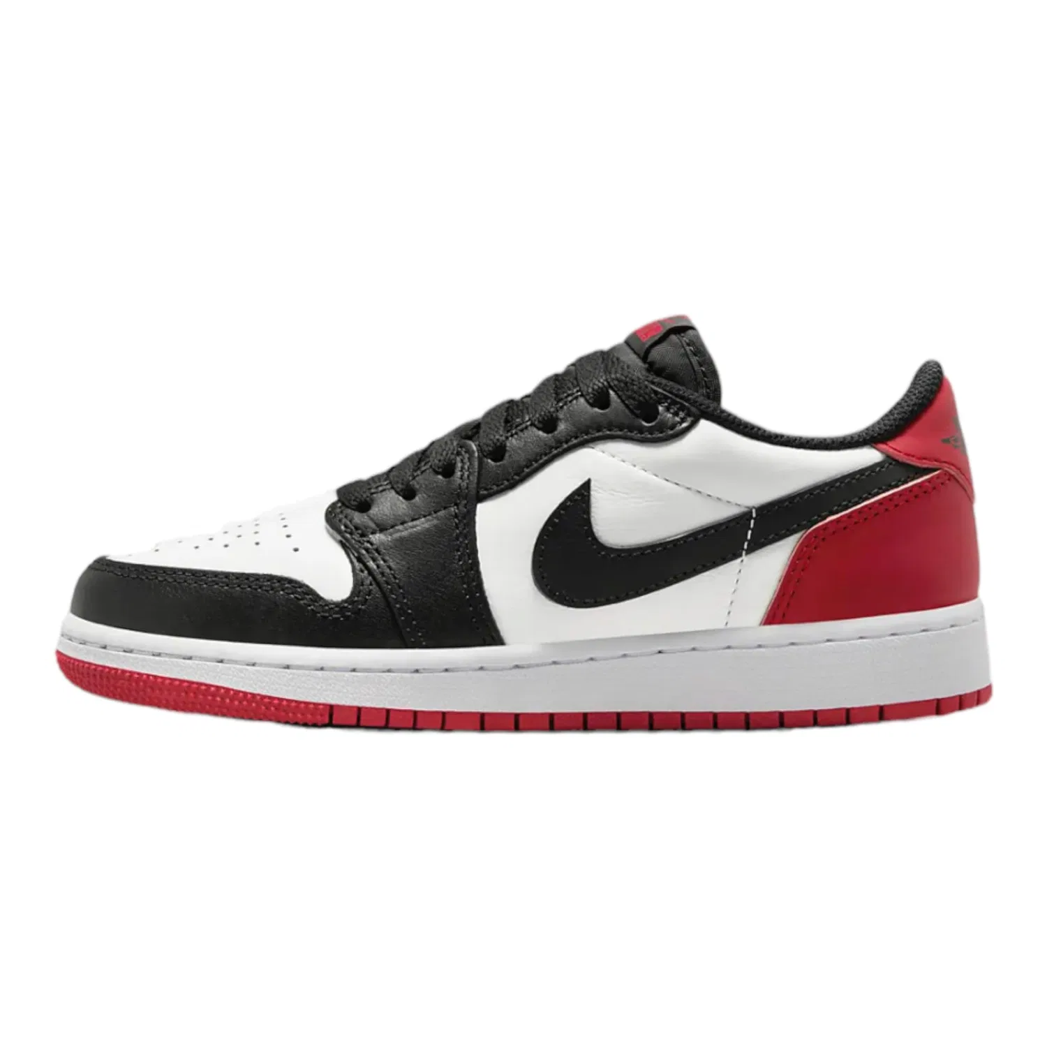 Детские кроссовки для мальчиков с кроссовками Air Jordan 1 Retro Low Og Black Toe Grade School Lifestyle Shoes NIKE, White Black Red Varsity