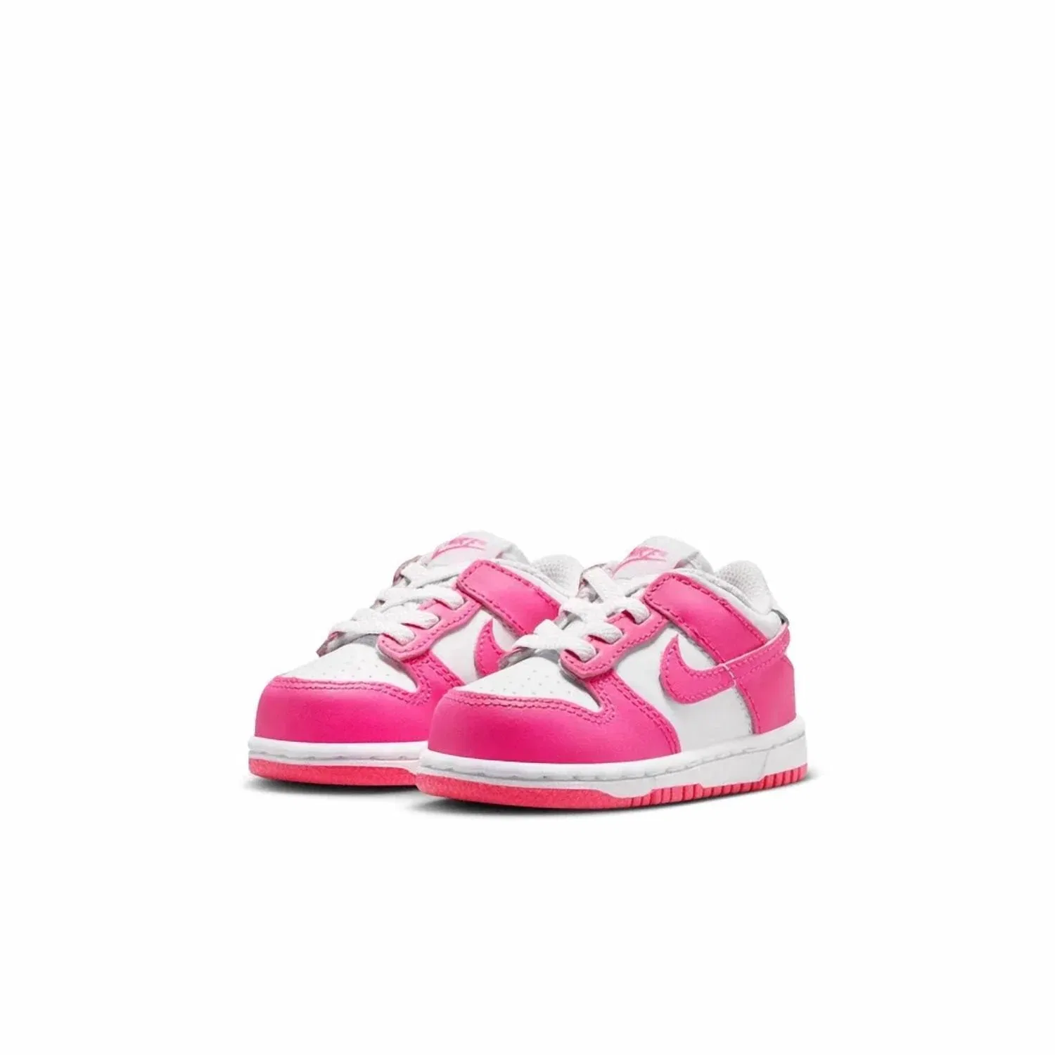Детские кроссовки низкие с логотипом Dunk Low Nike, White/Laser Fuchsia