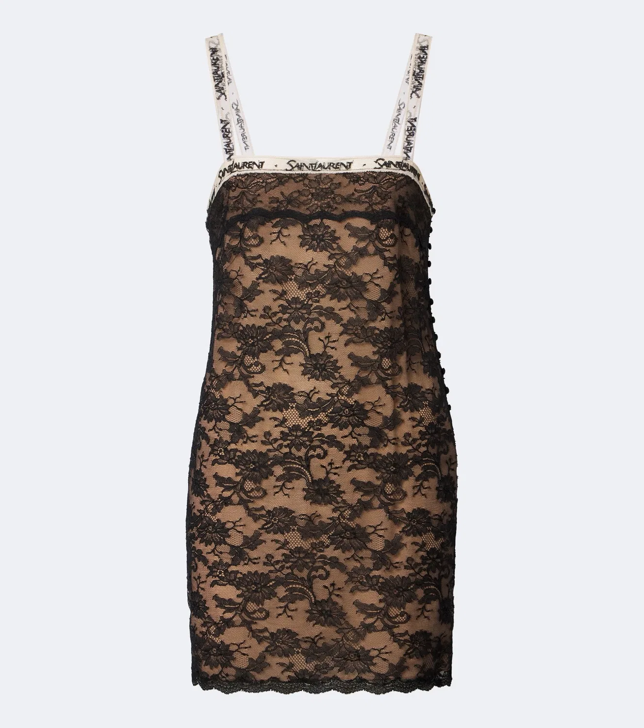 Кружевное мини-платье SAINT LAURENT, черный