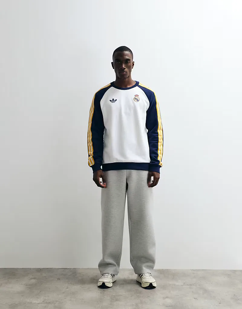 Спортивная футболка Adidas Performance Real Madrid Originals Crew Sweat белого/темно-синий — фото 4