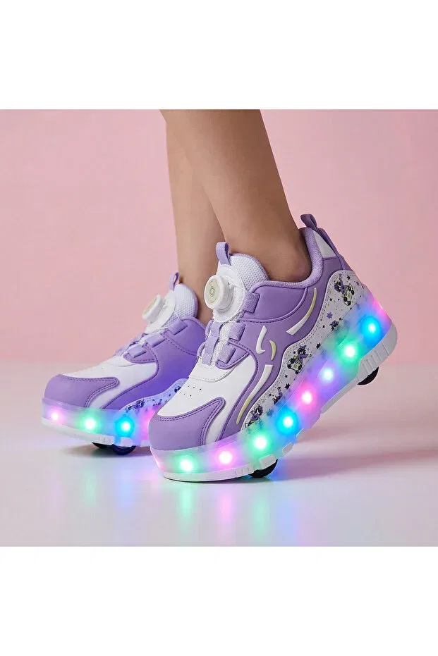 Детские кроссовки-ролики на колесах с подсветкой Rocky, Purple