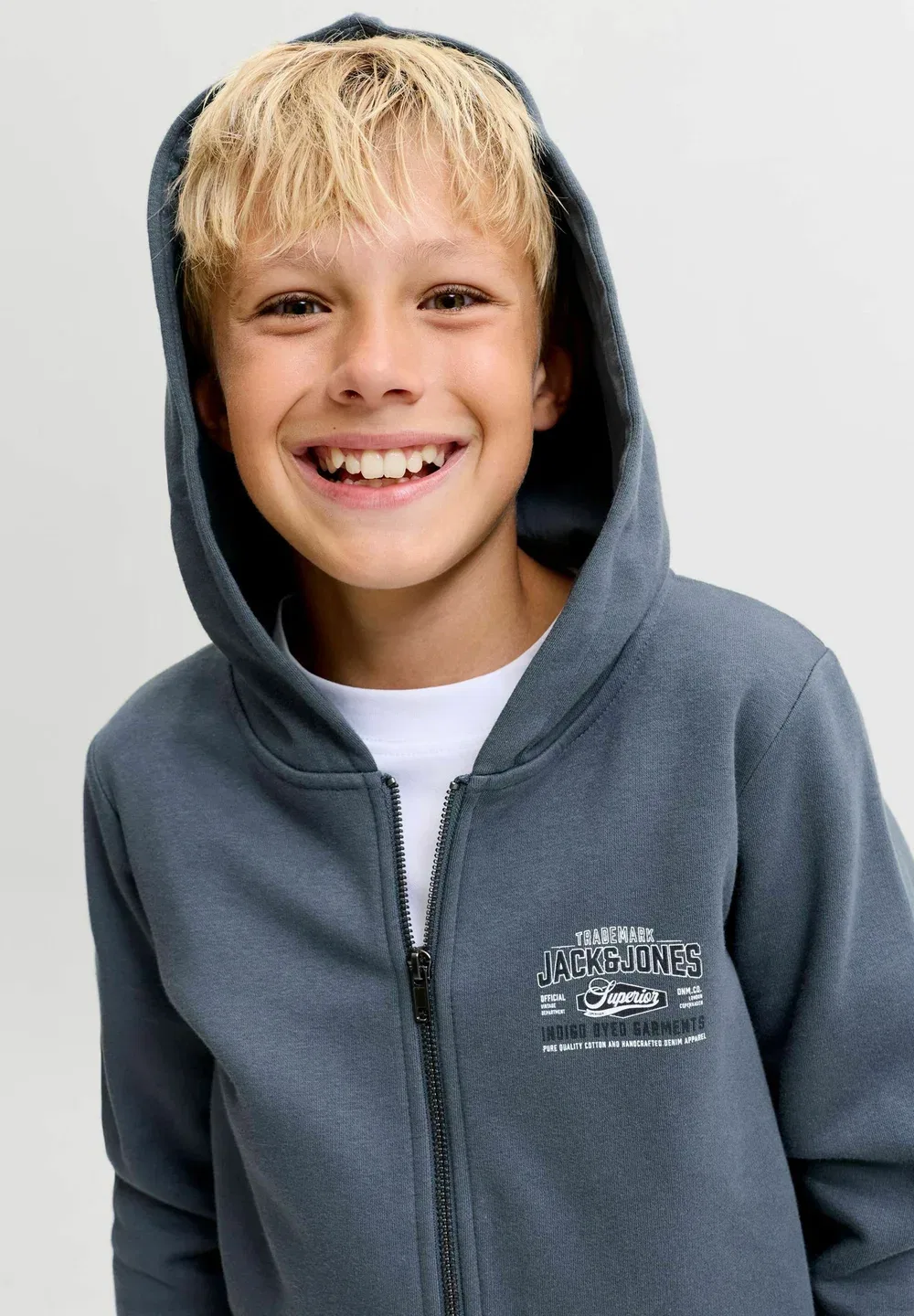 Худи для мальчиков - толстовка на молнии Jack & Jones Junior, Turbulence — фото 4
