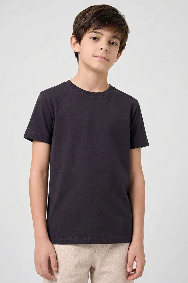 Детский комплект футболок с коротким рукавом Standard fit basic o-neck 5-pack unisex kids t-shirt Tommy Life, White-Beige-Anthracite-Gb Blend-Dark Blue — фото 4