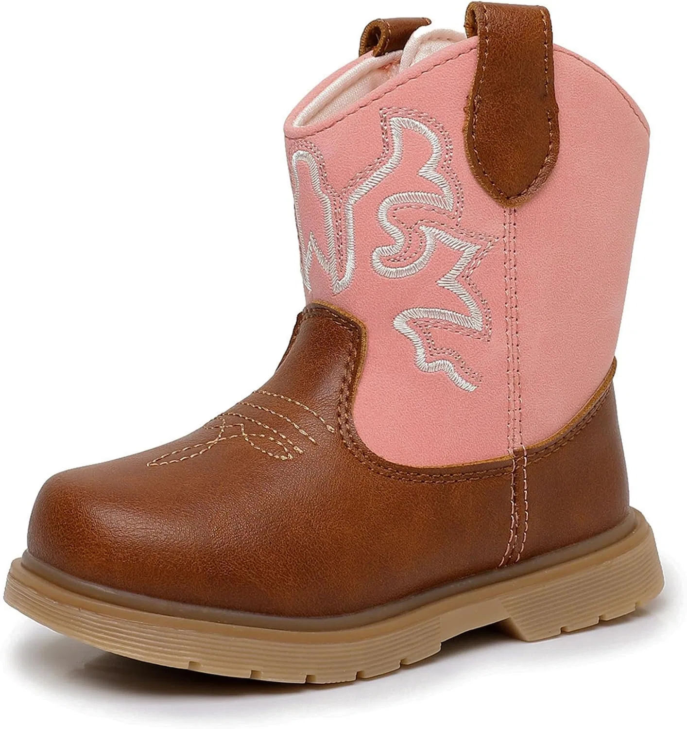 Детские сапоги-казаки для мальчиков и девочек с липучкой Ahannie, Pink/Brown