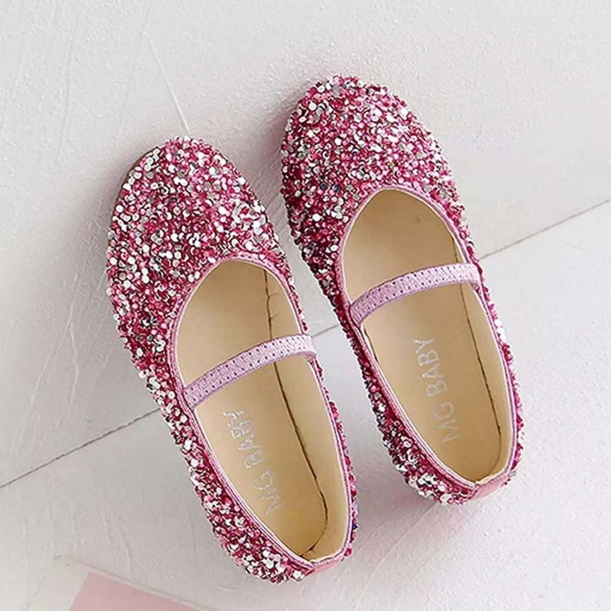 Детские балетки для девочек с блестками Mary Jane IvoireCh, Pink — фото 2