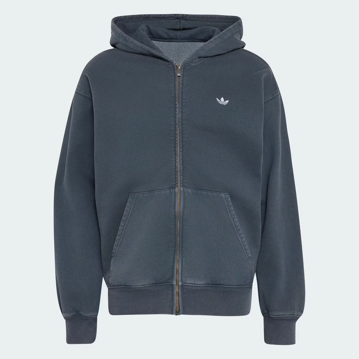 Мужская толстовка на молнии с капюшоном свободного кроя Trefoil Essentials Washed Adidas Originals, черный — фото 4