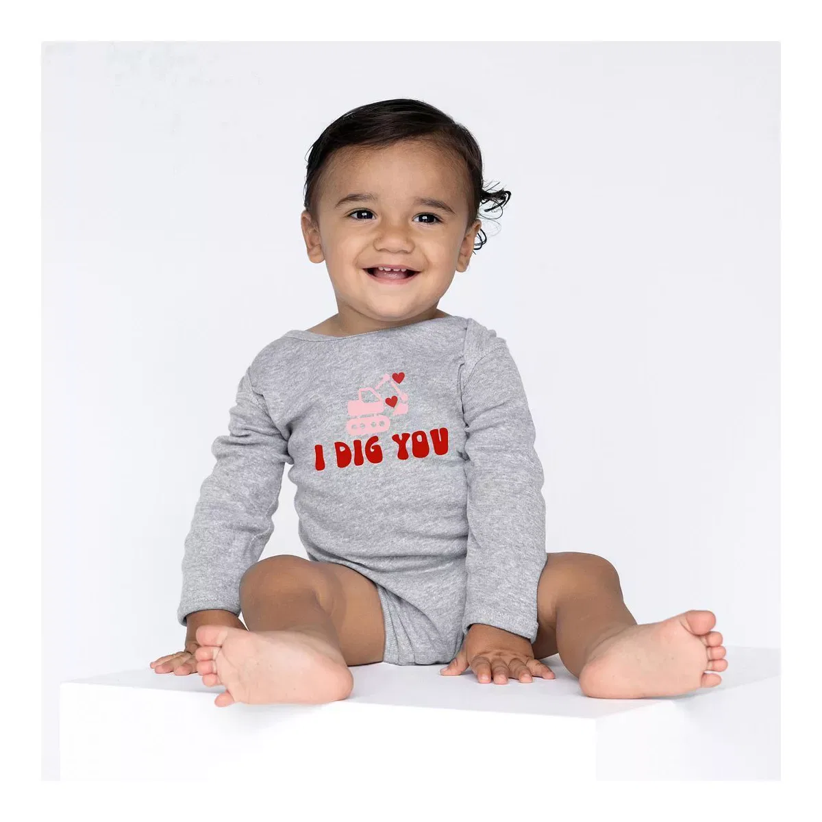 Детский боди с длинным рукавом I Dig You Baby The Juniper Shop, Heather Grey — фото 2