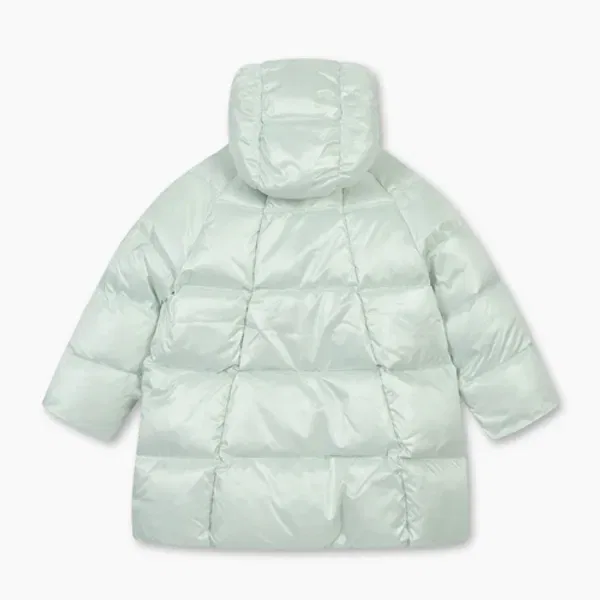 Пуховик длинный с капюшоном и сборками, Benetton Kids — фото 3