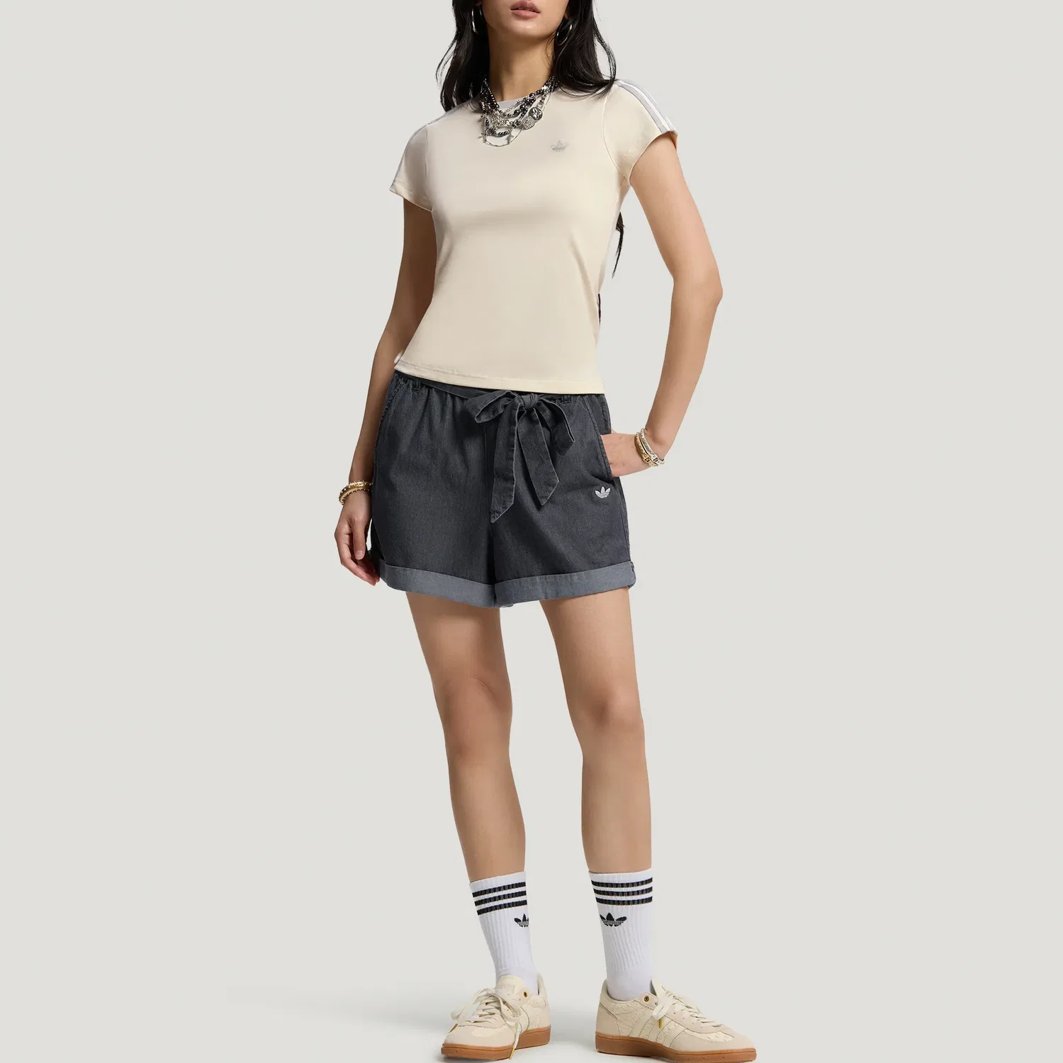 Футболка с круглым вырезом Adidas Originals, Pink White — фото 4