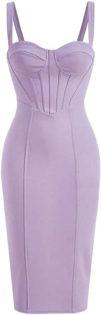 Женское элегантное ками-миди платье слим-фит, Lilac Purple