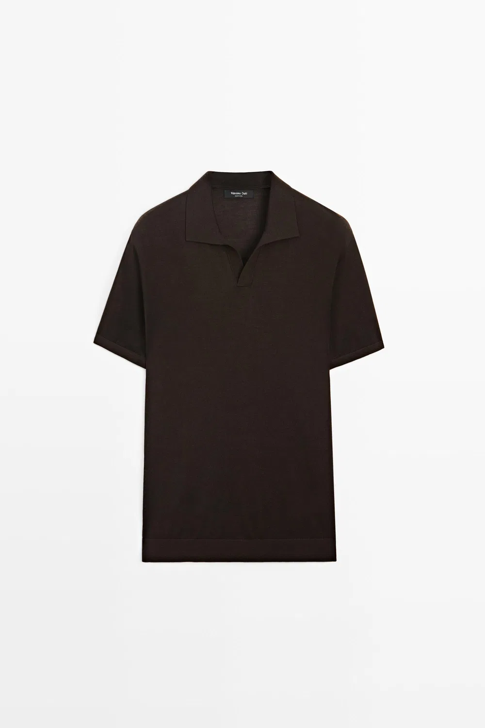 Рубашка-поло Massimo Dutti Short Sleeve Wool Blend Knit, коричневый — фото 2